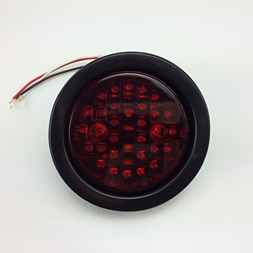 2 Pack 4 In Red 32 Led Stop Tail Turn Lights With Grommets For Box Trucks And Semi Trailers El-104232r Waterproof 12v Rear