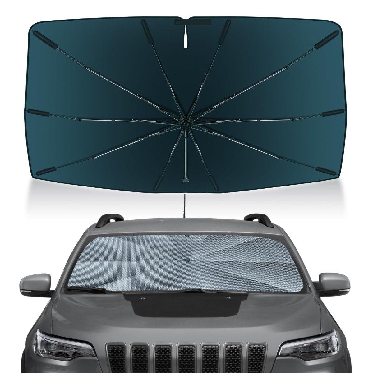 Windshield Sun Shade Umbrella For 2014-2023 Jeep Cherokee Suv Accessories Upgraded Ice Crystal Material Easy Setupshade Car 100