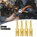 X Autohaux 4pcs Amp Input Reducer Copper 8 Gauge Car Stereo Audio Awg Pin Power Ground Wire Gold Tone