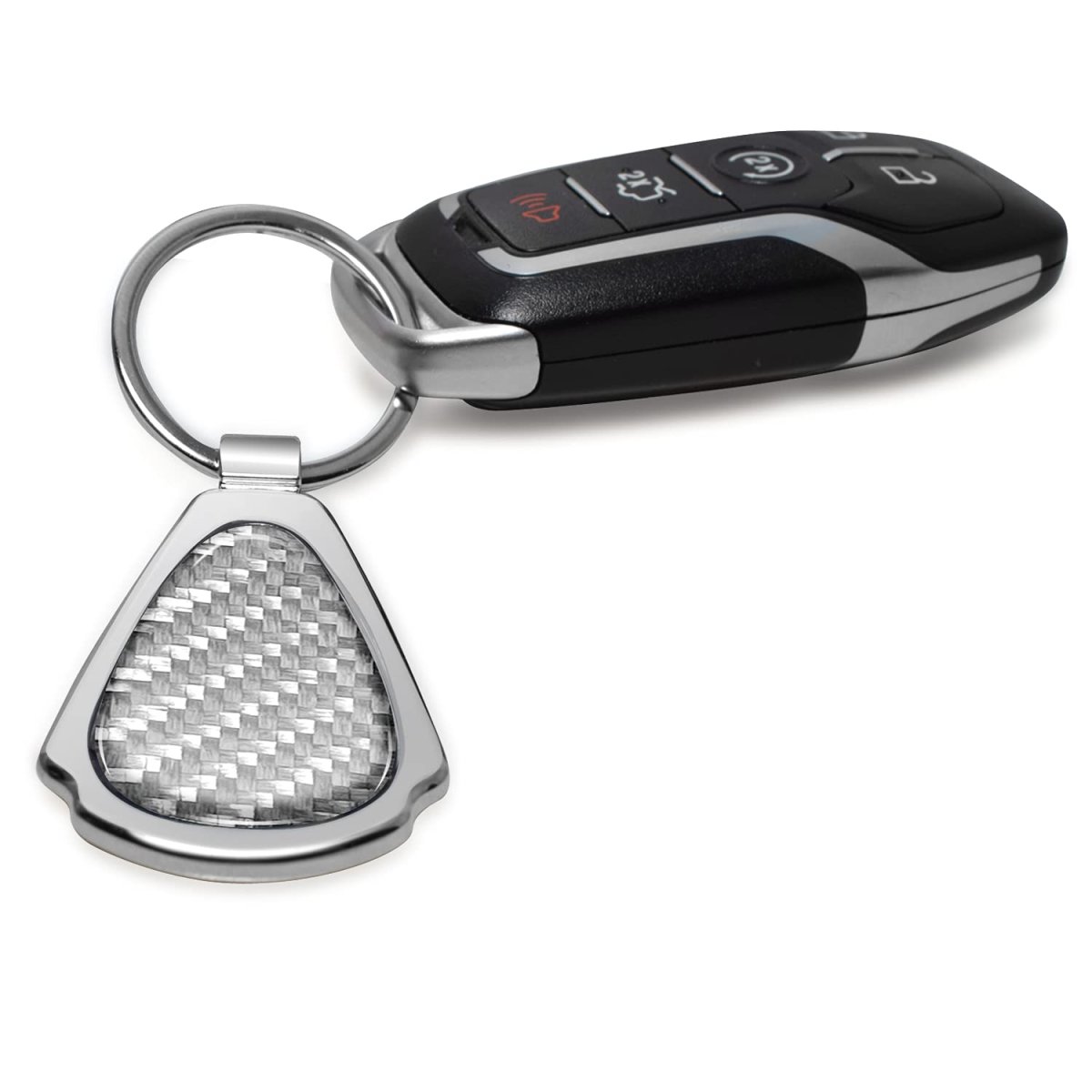 Jeep 4xe Real Silver Dome Carbon Fiber Chrome Metal Teardrop Key Chain Official Licensed Accessory 2 13 In X 1 25