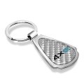 Jeep 4xe Real Silver Dome Carbon Fiber Chrome Metal Teardrop Key Chain Official Licensed Accessory 2 13 In X 1 25