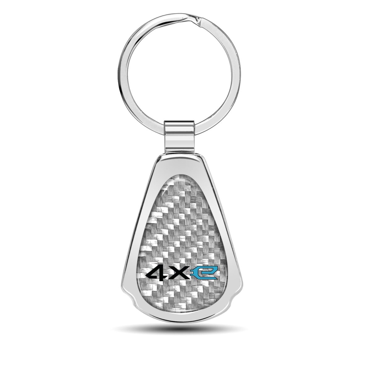 Jeep 4xe Real Silver Dome Carbon Fiber Chrome Metal Teardrop Key Chain Official Licensed Accessory 2 13 In X 1 25
