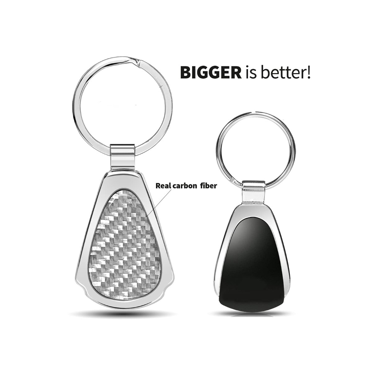 Jeep 4xe Real Silver Dome Carbon Fiber Chrome Metal Teardrop Key Chain Official Licensed Accessory 2 13 In X 1 25