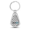 Jeep 4xe Real Silver Dome Carbon Fiber Chrome Metal Teardrop Key Chain Official Licensed 