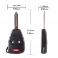 Ocpty 2 Uncut Blade Blank Key Remote Shell Case Replacement For Chrysler Dodge Jeep 3 Buttons