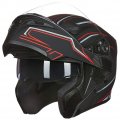 Ilm Motorcycle Dual Visor Flip Up Modular Full Face Helmet Dot Led Light Model 902l M Black Red 