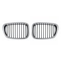 Front Grille Pair For Bmw 525i 530i 2001 2002 2003 Chrome And Black Driver Passenger Side 51137005837 51137005838 Bm1200138 