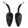 Httmt Mt383- Skull Flame Side Mirrors Compatible With 1984-2014 Universal To Most H-d Bike Black Super Glide Fxe