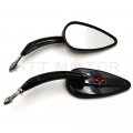 Httmt Mt383- Skull Flame Side Mirrors Compatible With 1984-2014 Universal To Most H-d Bike Black Super Glide Fxe