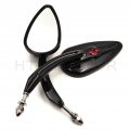 Httmt Mt383- Skull Flame Side Mirrors For 1984-2014 Universal To Most H-d Bike Black Super Glide Fxe