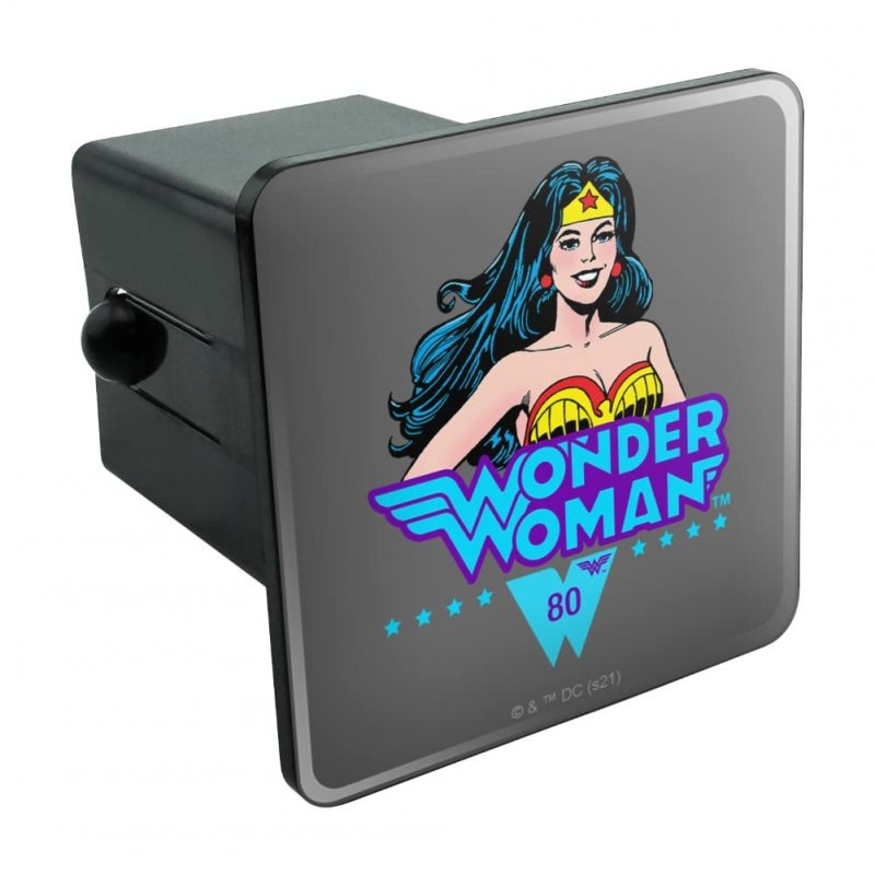 Wonder Woman 80th Classic Comic Smile Tow Trailer Hitch Cover Plug Insert For 2 In Receivers Black Abs Plastic With Uv