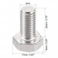 Uxcell M10x20mm Hex Bolts 304 Stainless Steel Hexagon Left Hand Screw Bolt 2pcs
