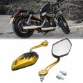 Uxcell 8mm 10mm Thread Dia Motorcycle Motorbike Modified Rearview Mirror Gold Tone