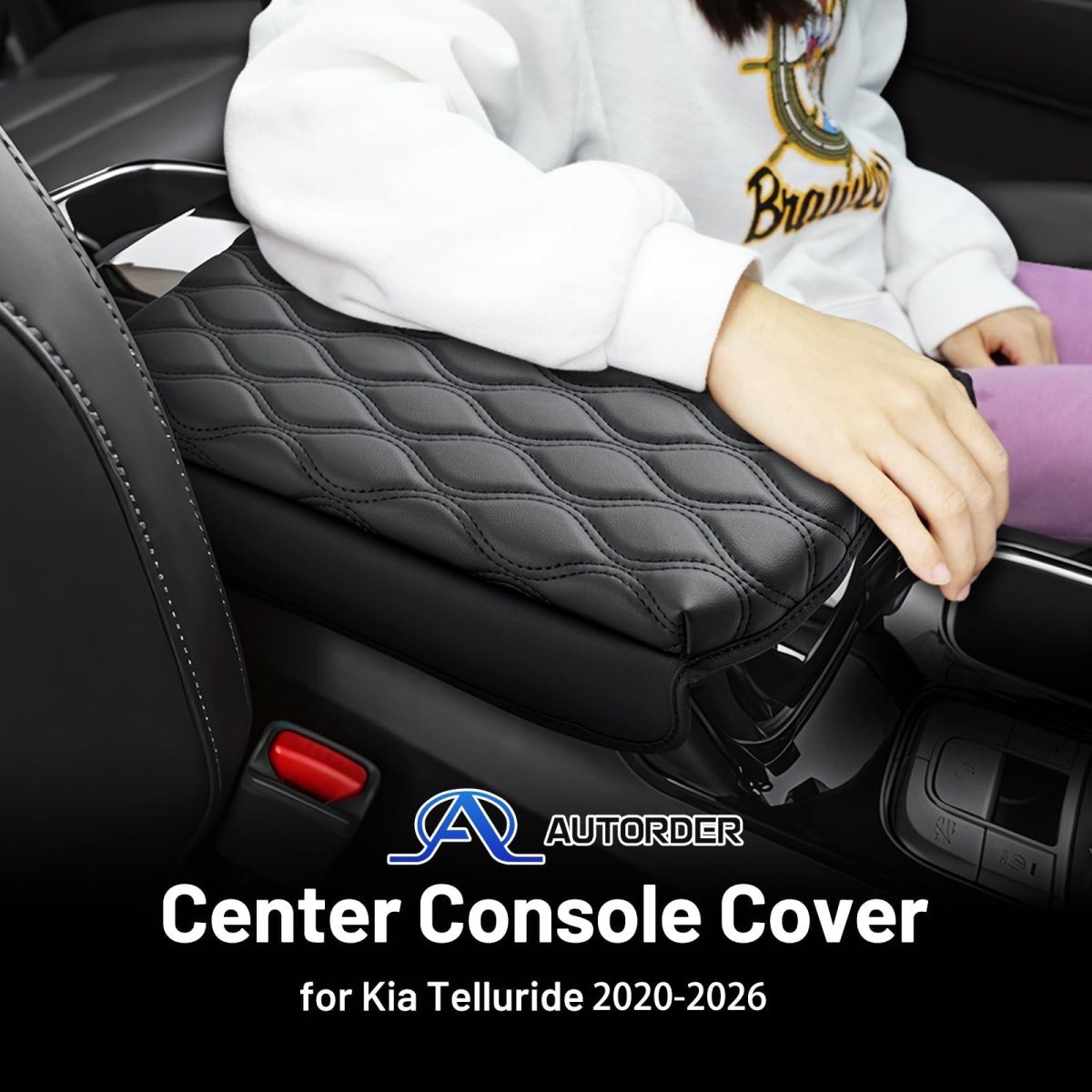 Center Console Cover For 2020-2024 2025 2026 Kia Telluride Accessories Armrest Cushion Nappa Leather Middle Covers Pad