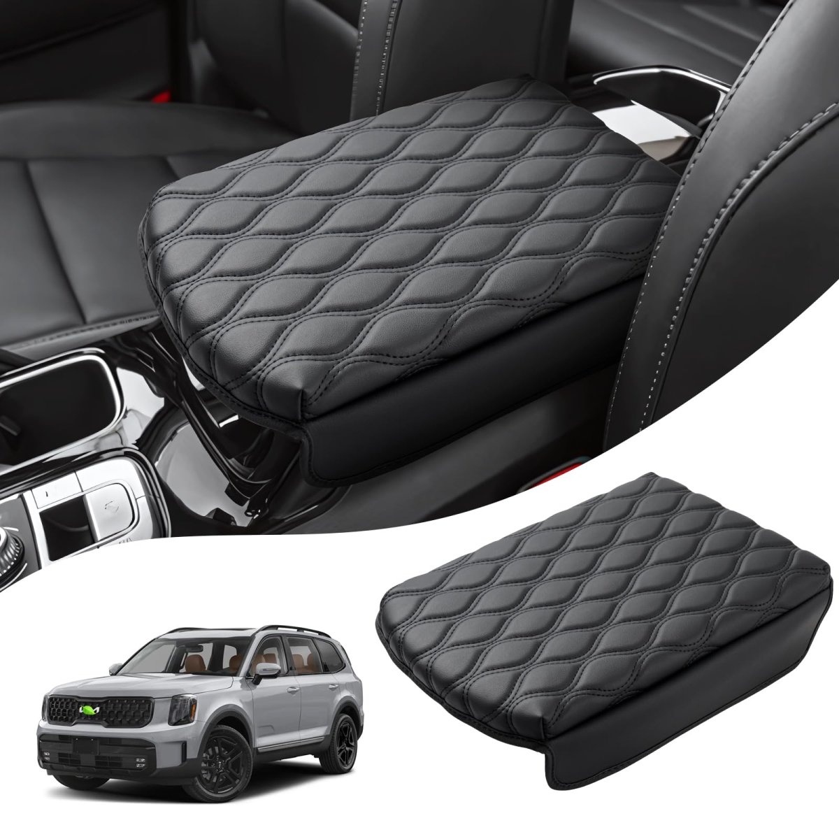 Center Console Cover For 2020-2024 2025 2026 Kia Telluride Accessories Armrest Cushion Nappa Leather Middle Covers Pad