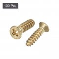 Uxcell Brass Wood Screws M2 5x10mm Phillips Flat Head Self Tapping Connector For Door Cabinet Wooden Furniture 100pcs