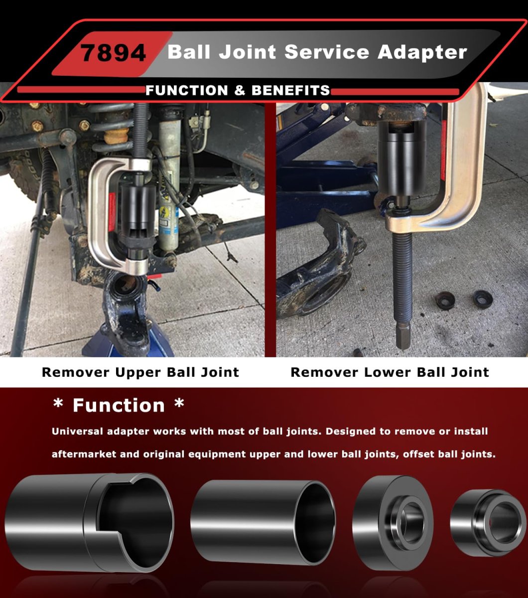 Ball Joint Service Adapter Set For Jeep And Dodge Ram 4 Piece Upper Lower Press Removal Install Tool Replacement Otc 7894