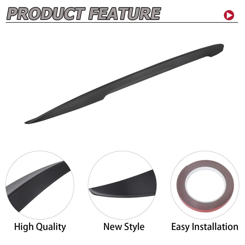 Hecasa Rear Spoiler Wing For 2007-2013 Bmw E92 Coupe 328i 335i M3 Black Paintable Trunk Lip