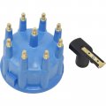 Blue V8 Pro Billet Ready To Run Cap And Rotor With Male Hei Terminals For All Style Distributors Snap Latches Replaces 