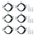 6 Pcs Adjustable Pipe Bracket Clamp 2 50mm Wall Ceiling Mount Split Ring Hanger Galvanized Iron Strap Support With Screw 