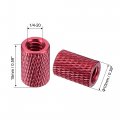 Uxcell 1 4-20 X 10mm 15mm Aluminum Alloy Hand Screw Nuts Diamond Knurl Knurled Camera Tripod Pass Hole Nut Red 4pcs