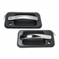 Hummer H2 2003-2009 Door Handle Driver And Passenger Side Pair Front Exterior Black Bezel With Chrome Lever Key Hole Base 