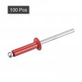 Uxcell Aluminum Blind Rivets 4mm X 16mm 27mm Mandrel Open End Rivet Flat Round Head For Joining Metal Plate Red 100 Pcs
