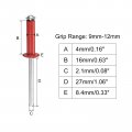 Uxcell Aluminum Blind Rivets 4mm X 16mm 27mm Mandrel Open End Rivet Flat Round Head For Joining Metal Plate Red 100 Pcs