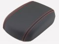 Fits 2011-2015 Chevy Cruze Real Black Leather Center Console Armrest Cover With Red Stitching Skin Only 