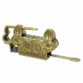 Uxcella 60mm Body Wide Padlock Antique Chinese Old Style Zinc Alloy Brass Plated