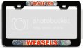 I Brake For Weasels 3d Metal License Plate Frame Heavy Duty Steel Auto Suv Truck Tag Holder Universal Fit 12 X 6 In 