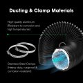 Flexible Aluminum Ducting 8 In X 25 Ft With 2 Clamps High Temp Black Ventilation Hose For Dryers And Inline Duct Fans