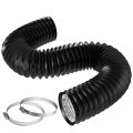 Flexible Aluminum Ducting 8 In X 25 Ft With 2 Clamps High Temp Black Ventilation Hose For Dryers And Inline Duct Fans 