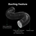 Flexible Aluminum Ducting 8 In X 25 Ft With 2 Clamps High Temp Black Ventilation Hose For Dryers And Inline Duct Fans