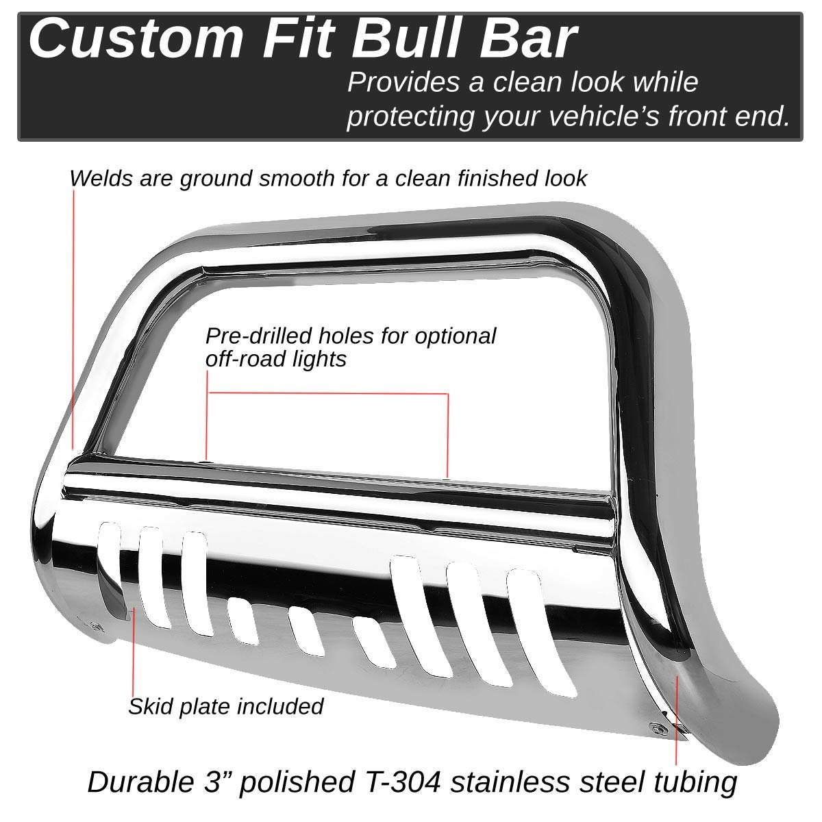 Auto Dynasty For 4runner N280 3 Inches Chrome Bull Bar 6 Black Housing Smoked Lens Fog Lights