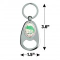 Graphics More Personalized Custom 1 Line Chameleon With Flowers Keychain Chrome Metal Spinning Oval Bottle Opener