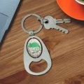Graphics More Personalized Custom 1 Line Chameleon With Flowers Keychain Chrome Metal Spinning Oval Bottle Opener