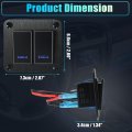 X Autohaux 2 Gang Rocker Switch Panel 3 Pin On Off Pre-wired Toggle Control Waterproof Aluminum Alloy Blue Led Light Push