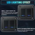 2 Gang Rocker Switch Panel 3 Pin On Off Pre-wired Toggle Control Waterproof Aluminum Alloy Blue Led Light Push Button For 12v