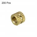 Uxcell Knurled Insert Nuts 200pcs M3 X 4mm Length 5 Od Female Thread Brass Threaded Embedment Nut For 3d Printer