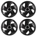 15 In Jet Black Hubcaps Wheel Covers Universal Set For Most Cars Durable Abs Plastic Snap On Full Lug Skin Accessories 