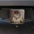 Tiger In Hat And Suit Smoking Pipe Tow Trailer Hitch Cover Plug Insert