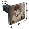 Tiger In Hat And Suit Smoking Pipe Tow Trailer Hitch Cover Plug Insert