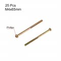 Uxcell M4 X 65mm Male Thread Phillips Pan Head Bolt Screw For Double Bed Furniture Tv Rack Wall Hanging 25pcs