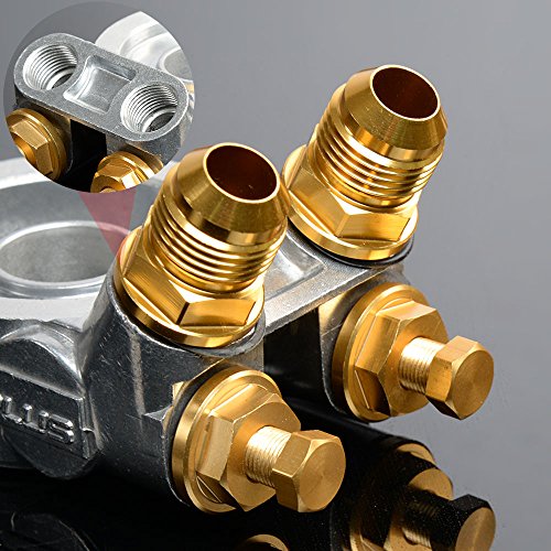 Gplus An10 Oil Filter Cooler Sandwich Thread Plate Adapter 80 Deg Thermostat Gold