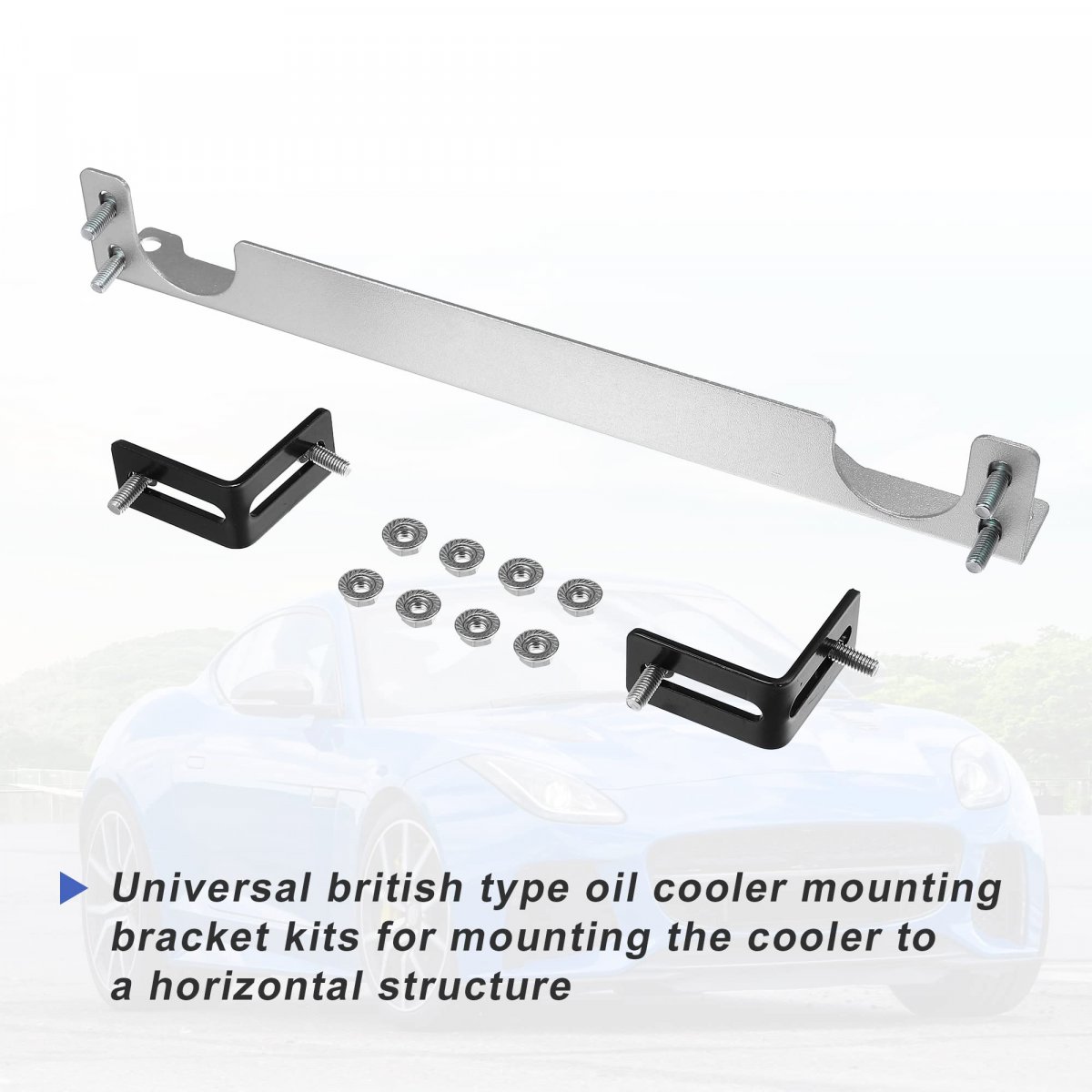 Universal Oil Cooler Mounting Bracket Kit 330mm Aluminum Alloy Engine Radiator Adapter Silver Tone