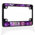 Fastasticdeals Metal Insert Bike License Plate Frame Color Butterflies Flying Weatherproof Motorcycle Accessories Black 4 Holes 