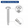 Uxcell 12 X 1-1 2 Self Drilling Screws 50pcs 304 Stainless Steel Phillips Pan Head Tapping For Wood Plastic