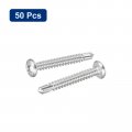 Uxcell 12 X 1-1 2 Self Drilling Screws 50pcs 304 Stainless Steel Phillips Pan Head Tapping For Wood Plastic