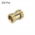 Uxcell Knurled Insert Nuts 200pcs M2 X 5mm Length 3 Od Female Thread Brass Threaded Embedment Nut For 3d Printer